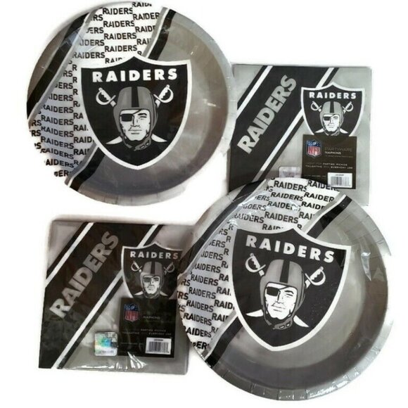 Duck House Other - NFL Las Vegas Raiders Lot of 2 Napkin Packs & Plates Parties Tailgates Man Caves